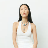 BLUE FLOWER BEADED NECKLACE