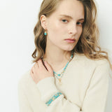 WHITE HEART PENDANT TURQUOISE ROSARY NECKLACE