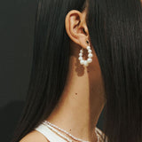 WHITE PINK PEARL STRAND EARRINGS