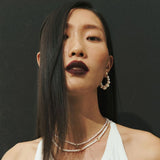 WHITE PINK PEARL STRAND EARRINGS