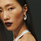 WHITE PINK PEARL STRAND EARRINGS