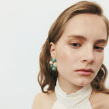 TURQUOISE WHITE PEARL STATEMENT EARRINGS