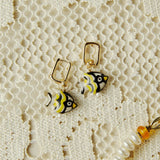 BLACK GOLD FISH DROP EARRINGS