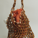 HOBO WOODEN BEADS BAG — BROWN