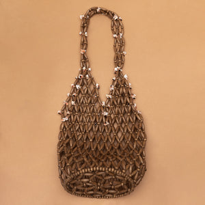HOBO WOODEN BEADS BAG — BROWN