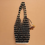 HOBO WOODEN BEADS BAG — BLACK