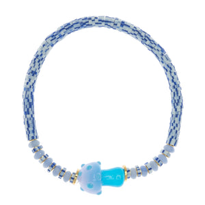 BLUE PRISM BEADED STRETCH BRACELET