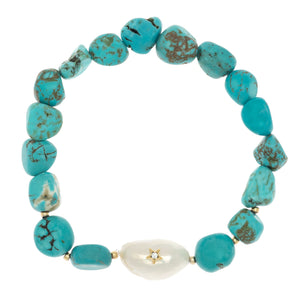 CHUNKY TURQUOISE STRETCHY BRACELET