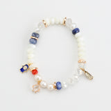 WHITE BLUE BEADED BRACELET