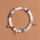 WHITE BLUE BEADED BRACELET