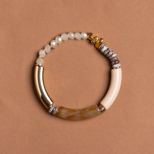 TAUPE DISC STRETCHY BRACELET