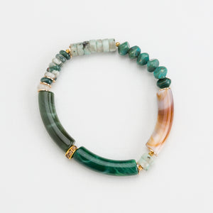 GREEN STONE MIX STRETCHY BRACELET