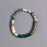 GREEN STONE MIX STRETCHY BRACELET