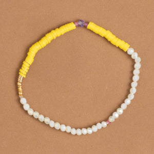 YELLOW WHITE STRETCHY BRACELET