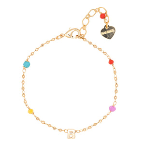 GOLD B BEAD STUD BRACELET