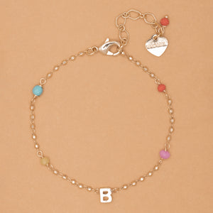GOLD B BEAD STUD BRACELET