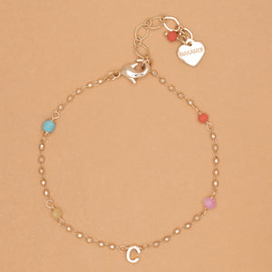 GOLD C BEAD STUD BRACELET