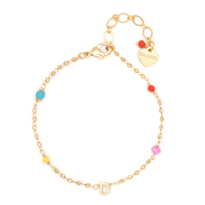 GOLD D BEAD STUD BRACELET