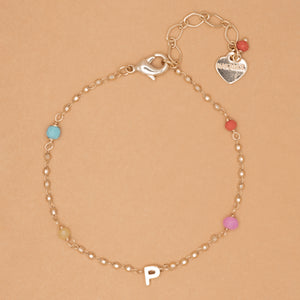 GOLD P BEAD STUD BRACELET