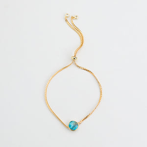 ROUND TURQUOISE CHARM PULL BALL BRACELET