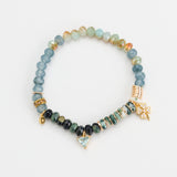 GREEN STONE MIX STRETCHY BRACELET