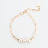 TRIPLE PEARL GOLD CHAIN BRACELET