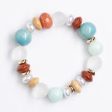 AMAZONITE ORANGE BEADED STRETCHY BRACELET