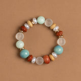 AMAZONITE ORANGE BEADED STRETCHY BRACELET