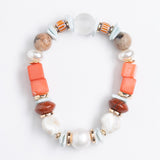 ORANGE MIX STONE STRETCHY BRACELET