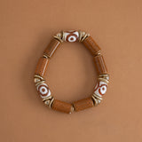 BROWN DECORATED BEAD STRETCHY BRACELET [FW24]