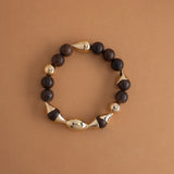 BLACK GOLD BEAD STRETCHY BRACELET [FW24]