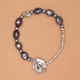 CHUNKY GREY PEARL TOGGLE BRACELET