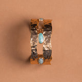 AMAZONITE STUD HAMMERED GOLD CUFF