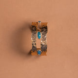 BLUE SAPPHIRE STUD HAMMERED GOLD CUFF