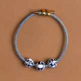 WHITE MONTANA BLUE MIX BEADED BRACELET