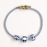 WHITE MONTANA BLUE MIX BEADED BRACELET