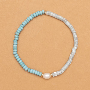 ASYMMETRICAL AMAZONITE TURQUOISE STRETCHY BRACELET