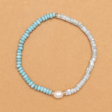 ASYMMETRICAL AMAZONITE TURQUOISE STRETCHY BRACELET