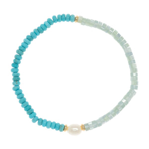 ASYMMETRICAL AMAZONITE TURQUOISE STRETCHY BRACELET