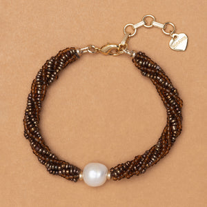 AMBER BEADS TWIST WITH PEARL BRACELET (PRE-ORDER TAKES 15 DAYS)
