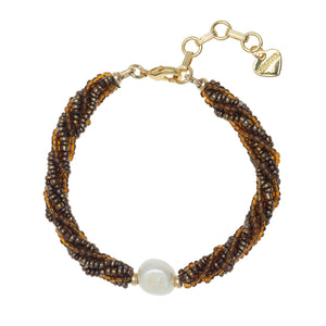 AMBER BEADS TWIST WITH PEARL BRACELET (PRE-ORDER TAKES 15 DAYS)