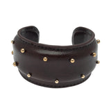 METAL BEADS AND BLACK LEATHER CUFF BRACELET  (PRE-ORDER TAKES 15 DAYS)