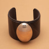 GOLD BLACK LEATHER CUFF BRACELET (PRE-ORDER TAKES 15 DAYS)