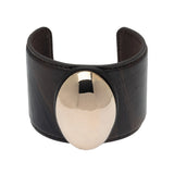 GOLD BLACK LEATHER CUFF BRACELET (PRE-ORDER TAKES 15 DAYS)
