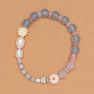 BLUE TEAL MIX STONE STRETCHY BRACELET