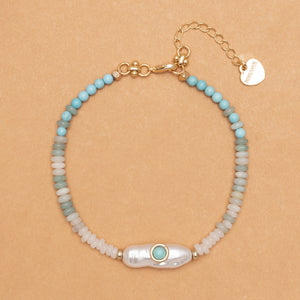 WHITE PEARL AMAZONITE BRACELET