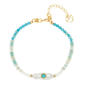 WHITE PEARL AMAZONITE BRACELET