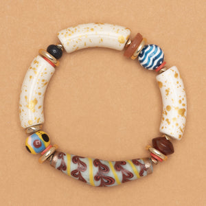 CERAMIC CARNELIAN CHARM BRACELET