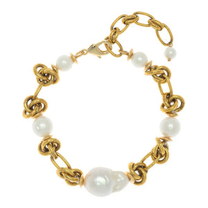 GOLD FILIGREE PEARL BRACELET