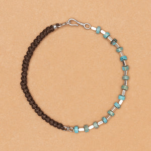 Tide Weave Leather Rope & Turquoise Stone Bracelet
